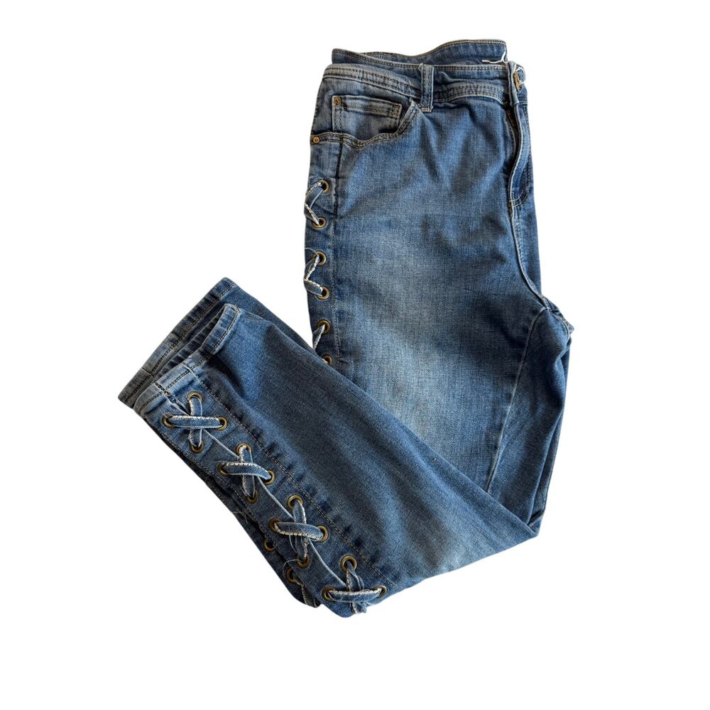 Inc Denim Women’s Size 12 Straight Leg Denim Pants (Light Wash) Lacing Detail